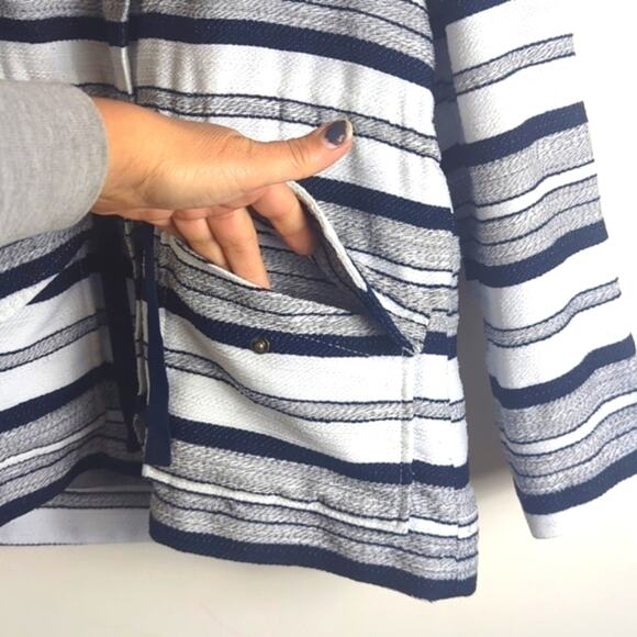 Oversized Breton Stripe Anorak Nautical Preppy Coat Jacket Women's XS - Picture 9 of 16